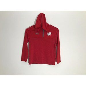 Under Armour Wisconsin Heat Gear Youth Size S Red 1/4 Zip Sweater *7